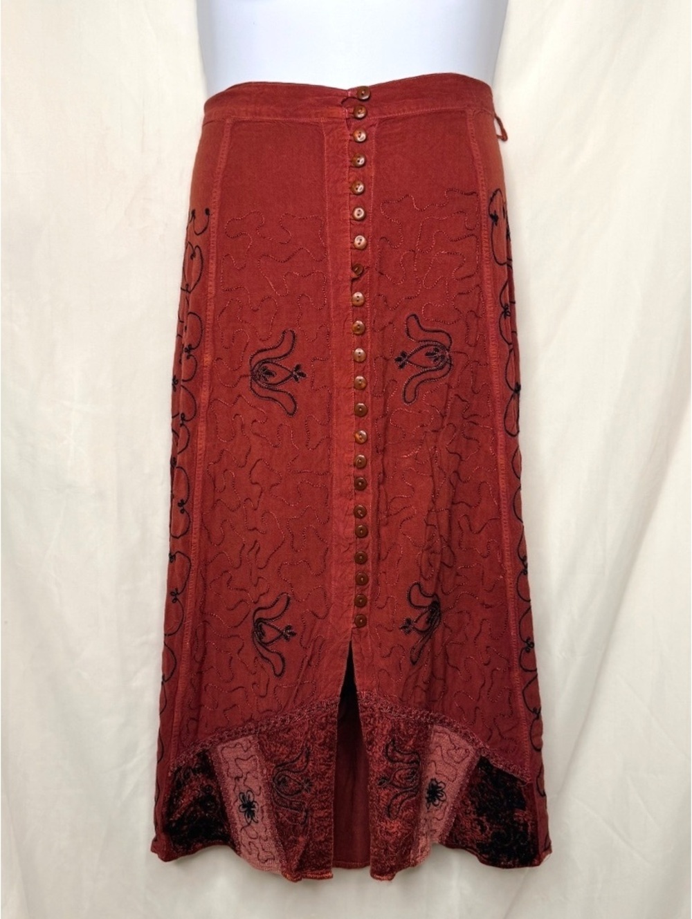 Vintage 90s Speed Limit MPH Embroidered Rayon Midi Skirt 22/24